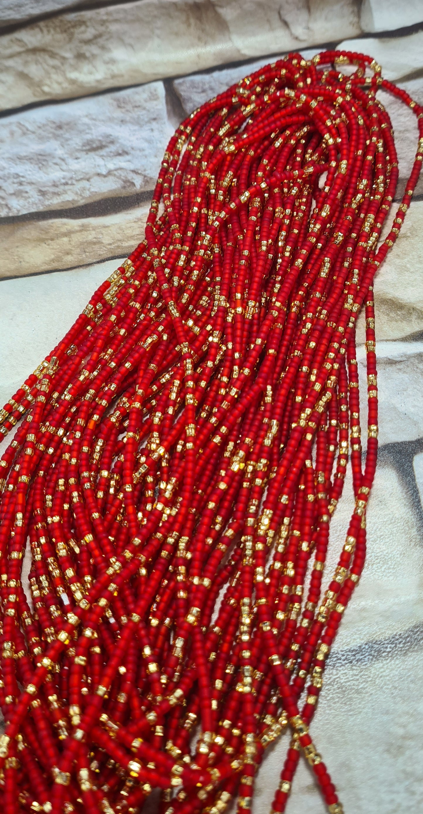 Red and Gold Waist Beads|On Sale Belly Chain Weight control African beads|belly beads| Ghana beads| Weight Tracker| Nigerian waist beads