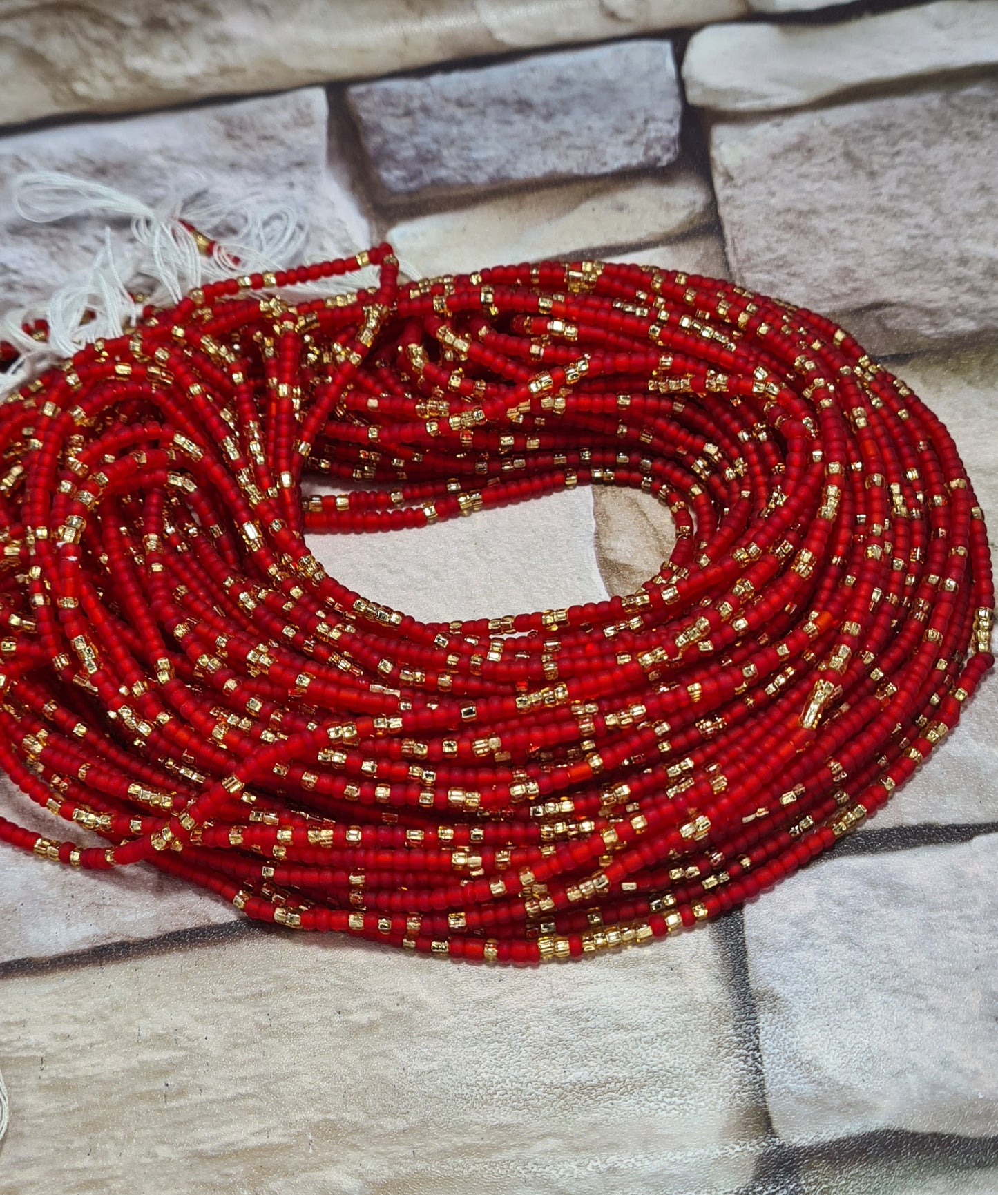 Red and Gold Waist Beads|On Sale Belly Chain Weight control African beads|belly beads| Ghana beads| Weight Tracker| Nigerian waist beads