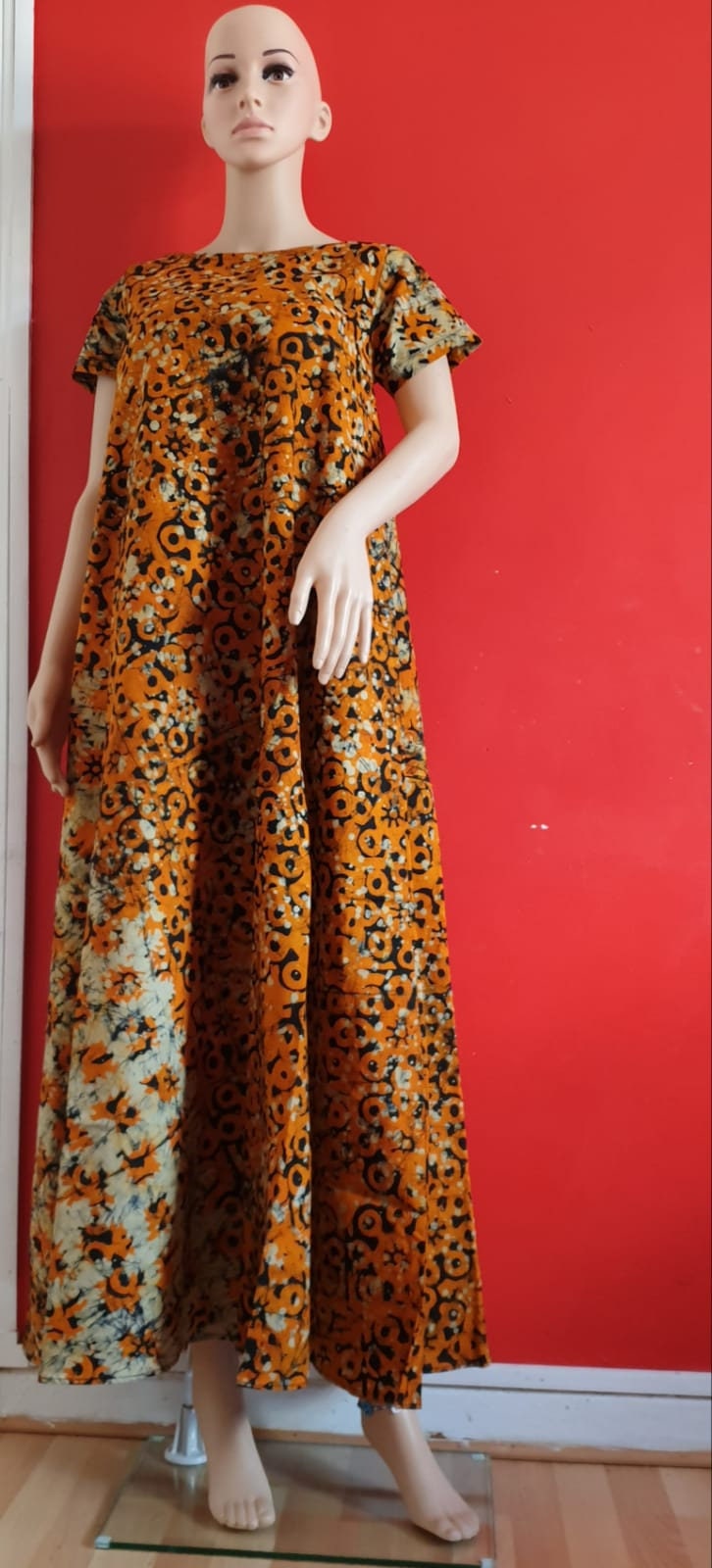 Tie and Dye Maxi Dress| Summer Dress| 100% Cotton| Orange Tie And Dye| For All Occasions size| 10,14 Round Neck| Colourful