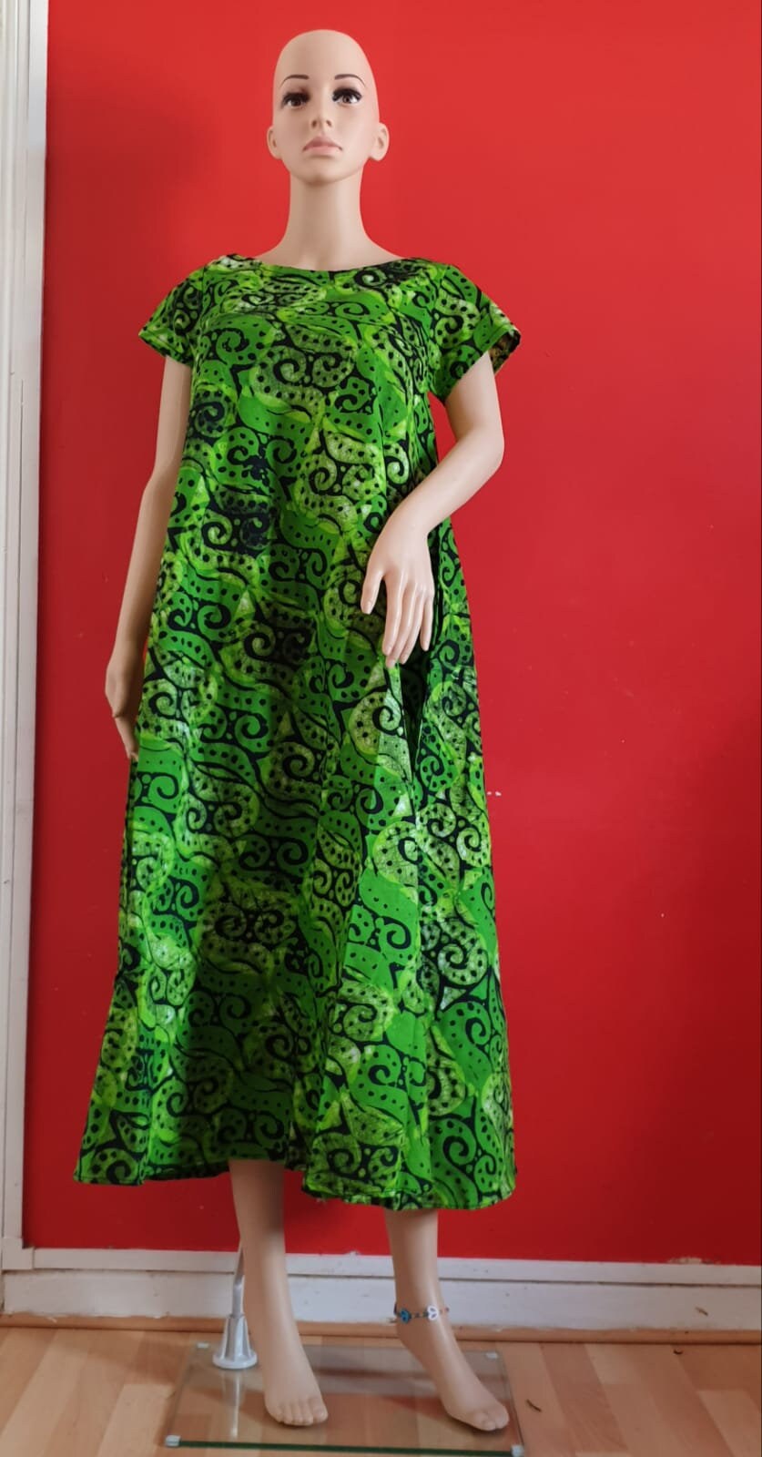 Tie and Dye Maxi Dress| Summer Dress| 100% Cotton| Green Tie And Dye| For All Occasions size 10, 16 Round Neck| Colourful
