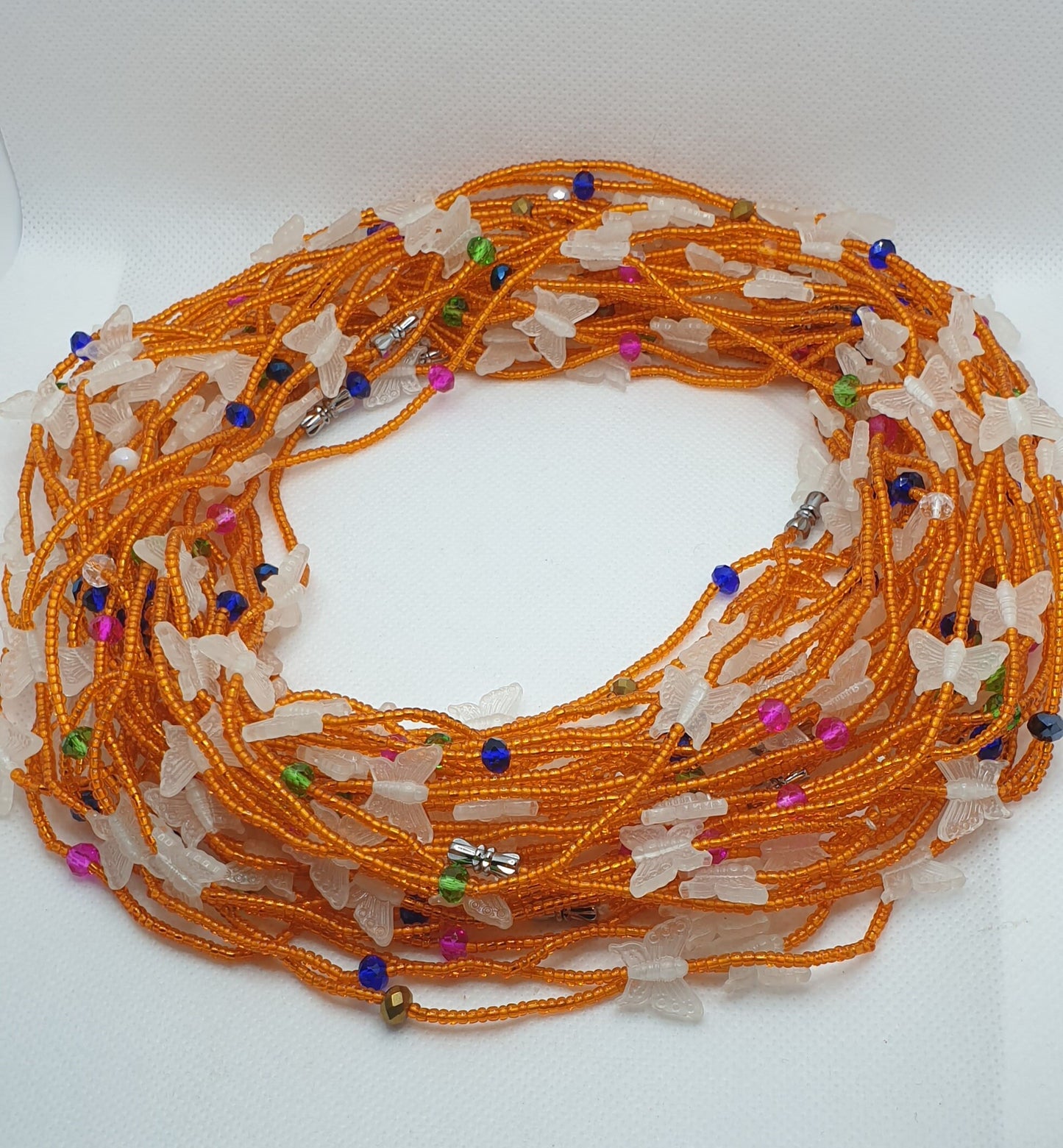 Orange with Butterfly Glow waist beads| Belly Chain | weight Control |African Waist beads|Nigerian Beads|On Sale Waist Beads| Weight Tracker