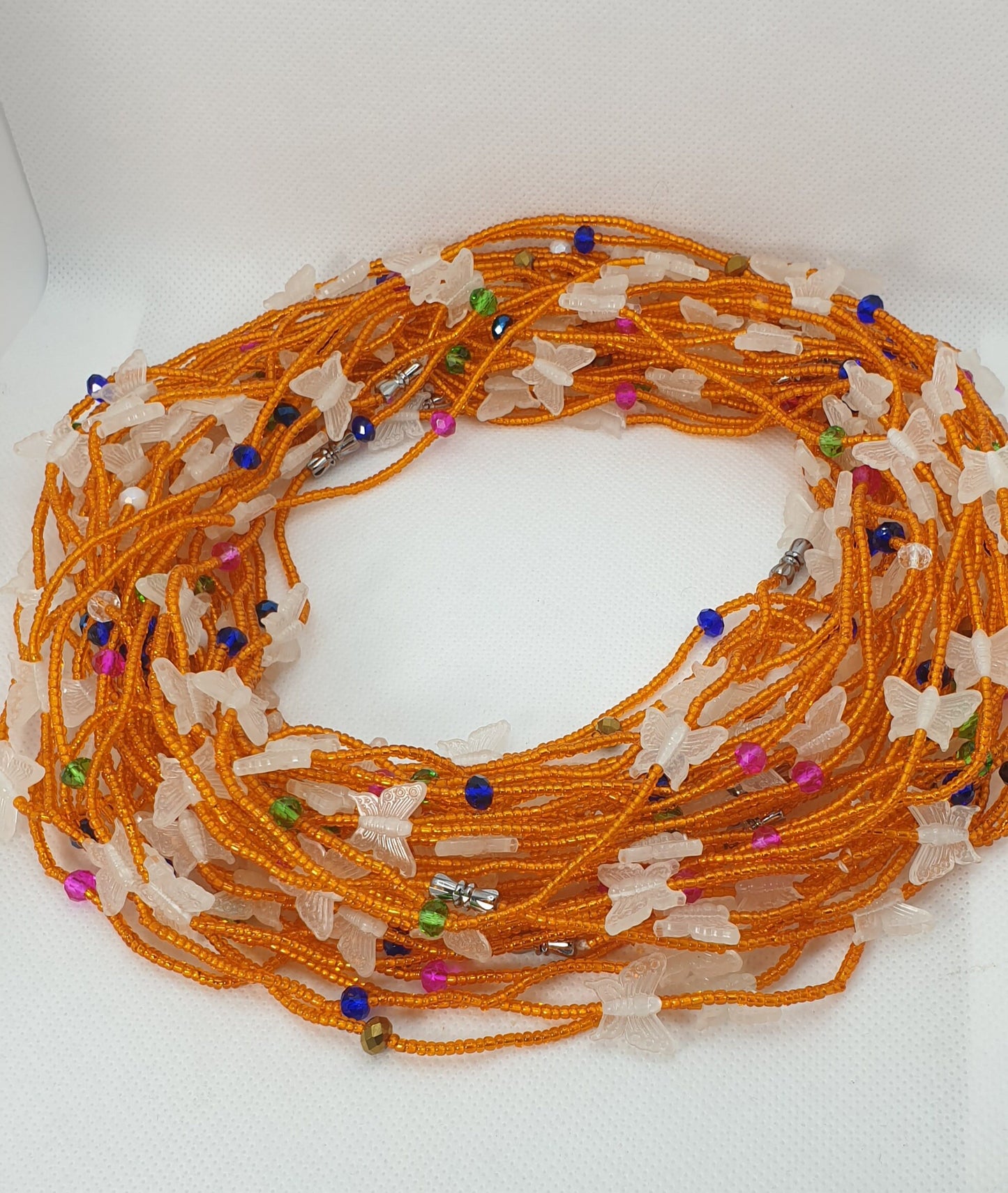 Orange with Butterfly Glow waist beads| Belly Chain | weight Control |African Waist beads|Nigerian Beads|On Sale Waist Beads| Weight Tracker