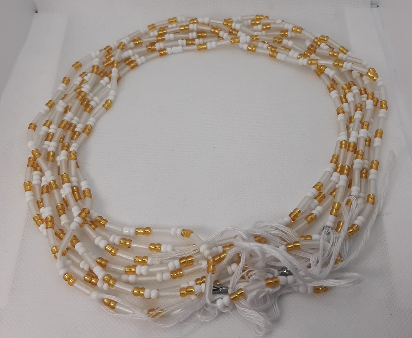 White and Gold Glow in the Dark  Waist Beads|On Sale Belly Chain Weight control African beads|belly beads| Ghana beads| Weight Tracker