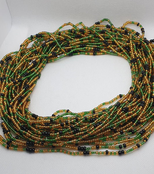 Gold|Green And Black Waist Beads|On Sale Belly Chain Weight control African beads|belly beads Africa Beads|Jamaica beads