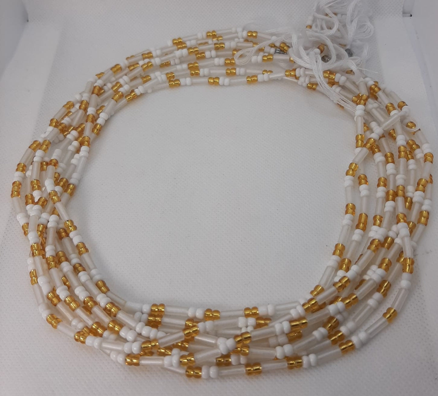 White and Gold Glow in the Dark  Waist Beads|On Sale Belly Chain Weight control African beads|belly beads| Ghana beads| Weight Tracker