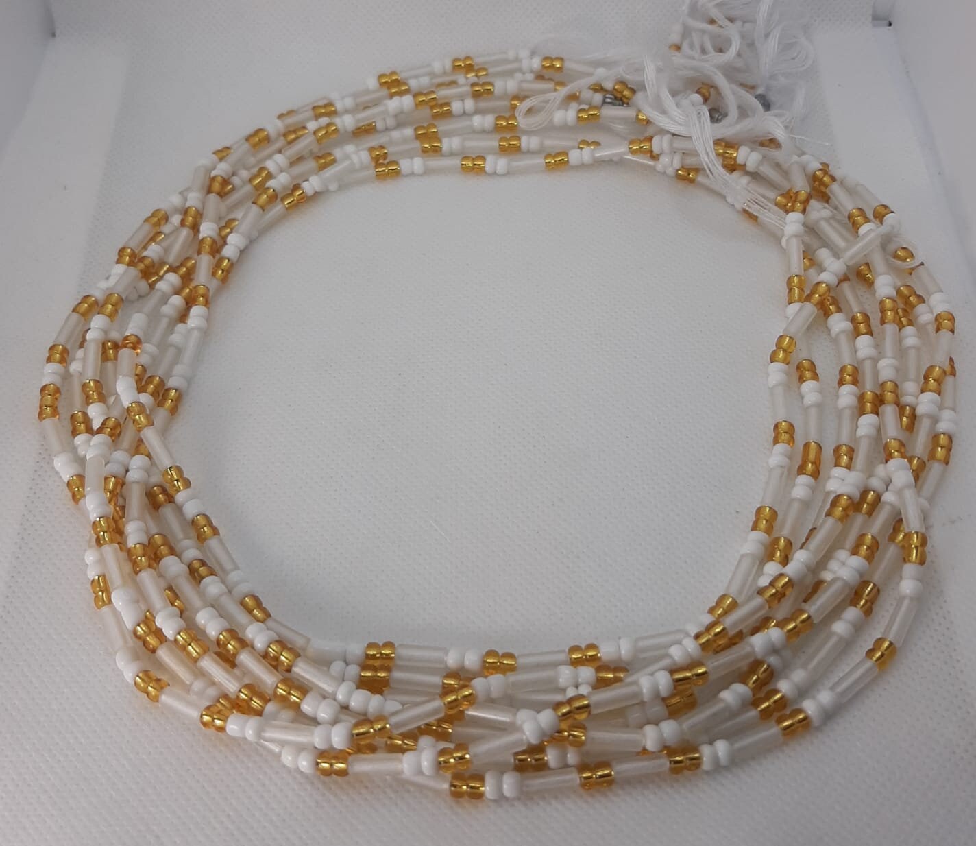 White and Gold Glow in the Dark  Waist Beads|On Sale Belly Chain Weight control African beads|belly beads| Ghana beads| Weight Tracker