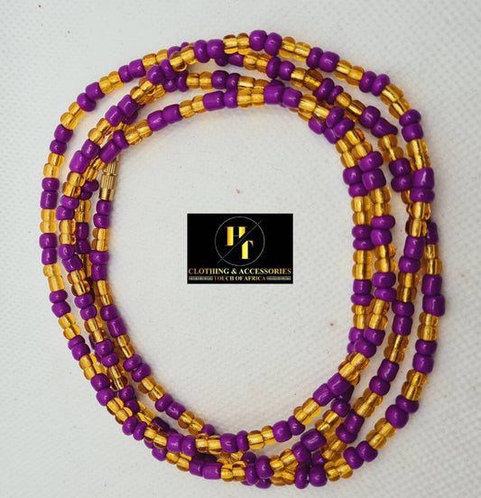 Gold and Purple Waist Beads|On Sale Belly Chain Weight control African beads|belly beads| Ghana beads| Weight Tracker| waist beads