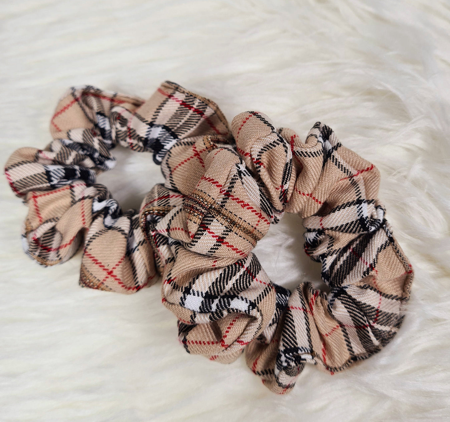 Scrunchie Soft Stretchy Hair Accessories Hair Tie Check Fabric