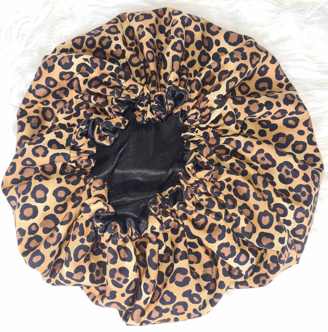 Leopard Print Bonnet, Silky Satin bonnet, Elasticated, Sleep Hat Bonnet, Headscarf. Night Sleep, Protecting Hairstyle,