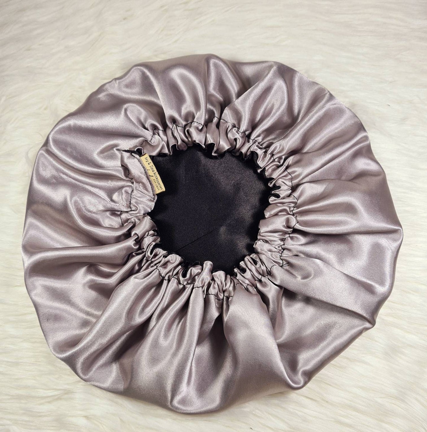 Grey-Pewter Reversible Satin hair bonnet  Satin Elasticated, Sleep Hat Bonnet, Headscarf. Night Sleep, Protecting Hairstyle,