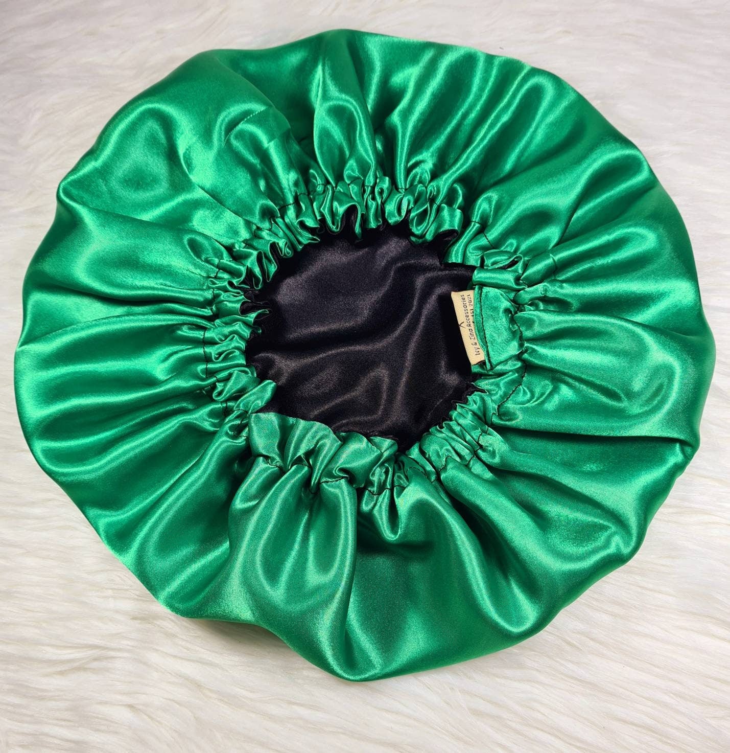 Green Reversible Satin hair bonnet  Satin Elasticated, Sleep Hat Bonnet, Headscarf. Night Sleep, Protecting Hairstyle,