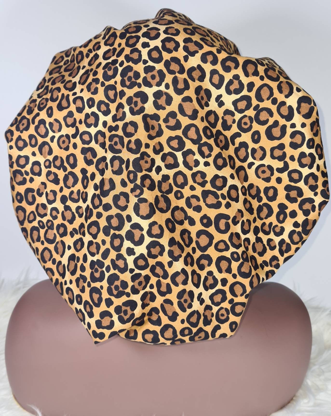 Leopard Print Bonnet, Silky Satin bonnet, Elasticated, Sleep Hat Bonnet, Headscarf. Night Sleep, Protecting Hairstyle,