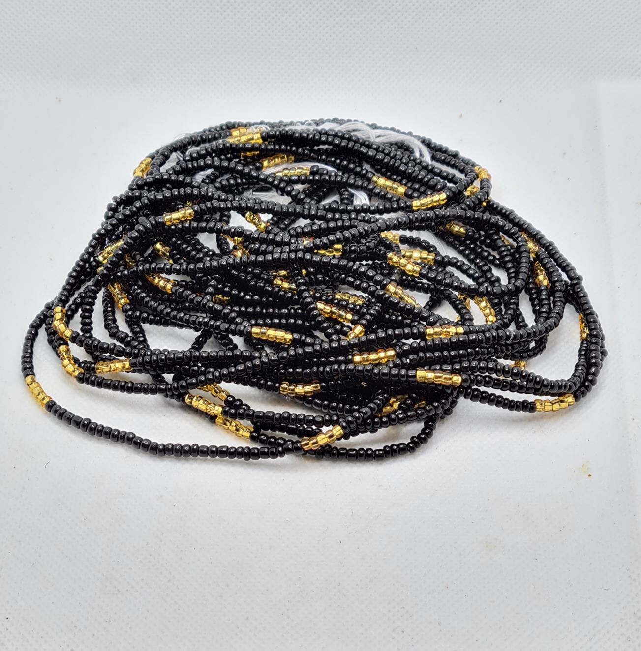 Black and Gold Waist Beads|On Sale Belly Chain Weight control African beads|belly beads| Ghana beads| Weight Tracker Beads| Nigerian Beads