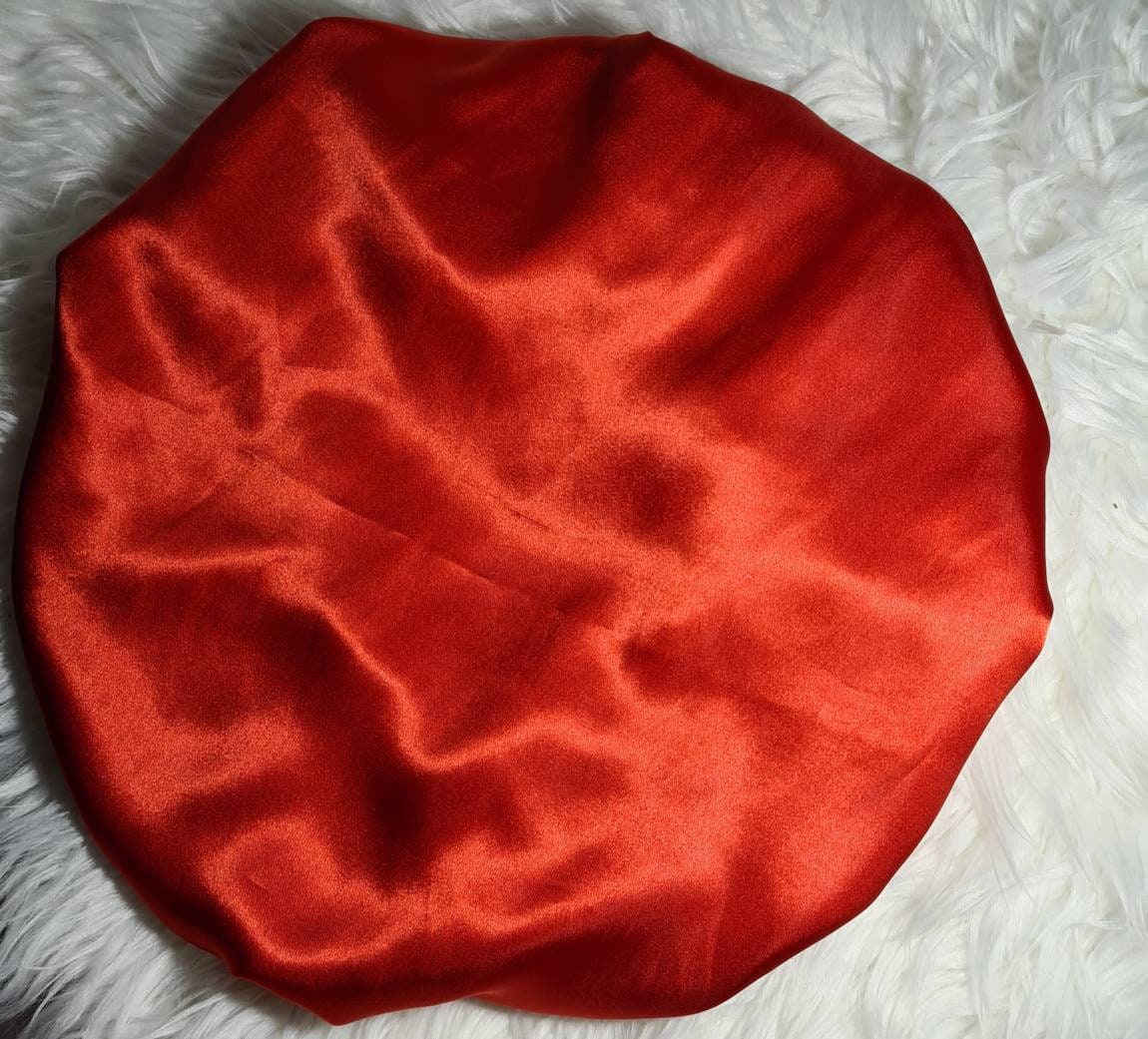 Red Reversible Satin hair bonnet  Satin Elasticated, Sleep Hat Bonnet, Headscarf. Night Sleep, Protecting Hairstyle,