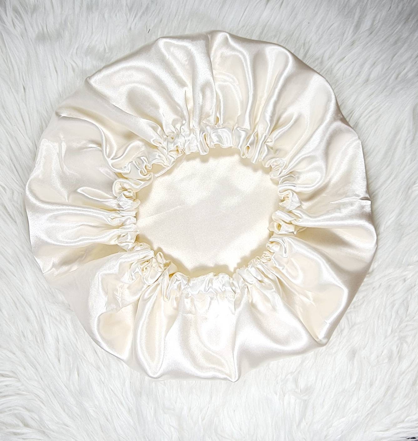 Cream Reversible Satin hair bonnet  Satin Elasticated, Sleep Hat Bonnet, Headscarf. Night Sleep, Protecting Hairstyle,