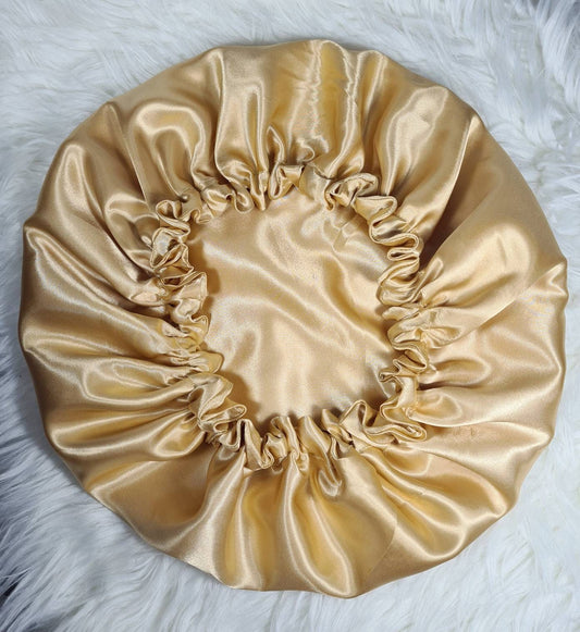 Gold Reversible Satin hair bonnet  Satin Elasticated, Sleep Hat Bonnet, Headscarf. Night Sleep, Protecting Hairstyle,