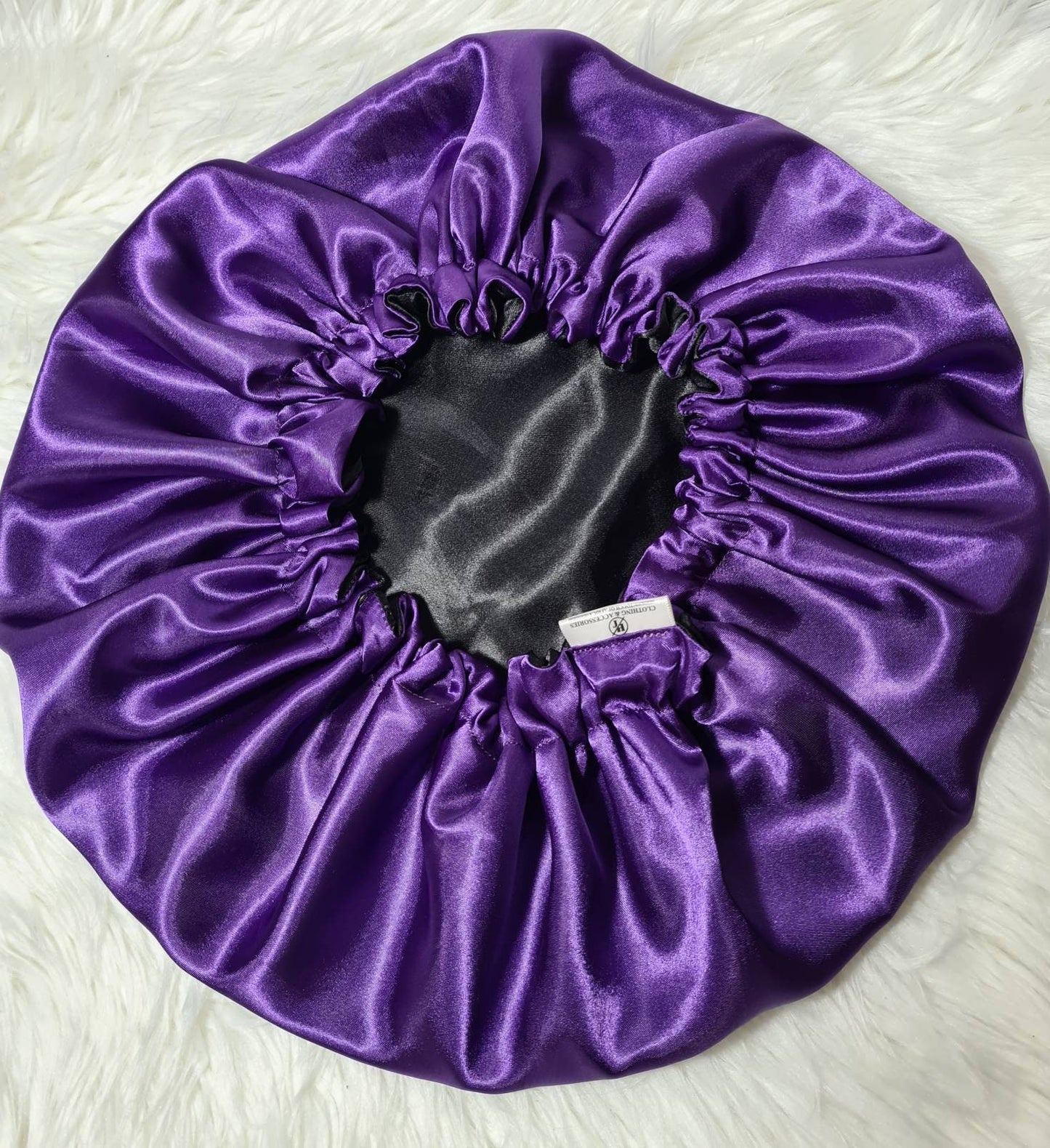 Deep Purple And Black Reversible Satin hair bonnet|Satin Elasticated, Sleep Hat Bonnet, Headscarf. Night Sleep, Protecting Hairstyle,