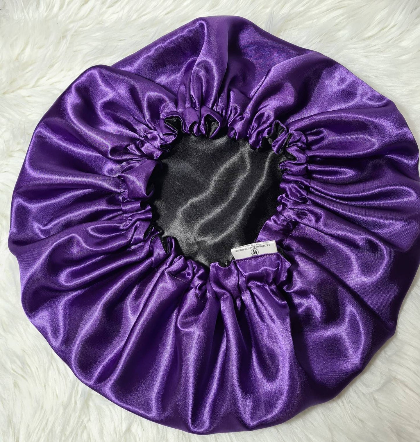 Deep Purple And Black Reversible Satin hair bonnet|Satin Elasticated, Sleep Hat Bonnet, Headscarf. Night Sleep, Protecting Hairstyle,