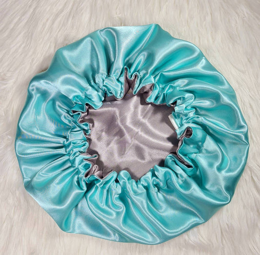 Mint Reversible Satin hair bonnet|Satin Elasticated, Sleep Hat Bonnet, Headscarf. Night Sleep, Protecting Hairstyle,