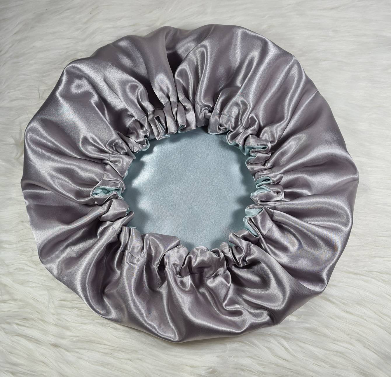 Grey-Pewter Reversible Satin hair bonnet  Satin Elasticated, Sleep Hat Bonnet, Headscarf. Night Sleep, Protecting Hairstyle,