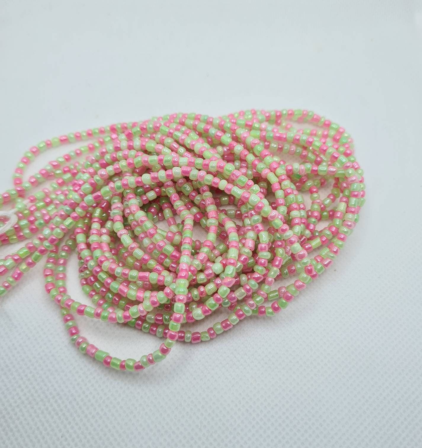 Pink X Green Waist Beads|On Sale Belly Chain Weight control African beads|belly beads| Ghana beads| Weight Tracker/ Nigerian waist beads