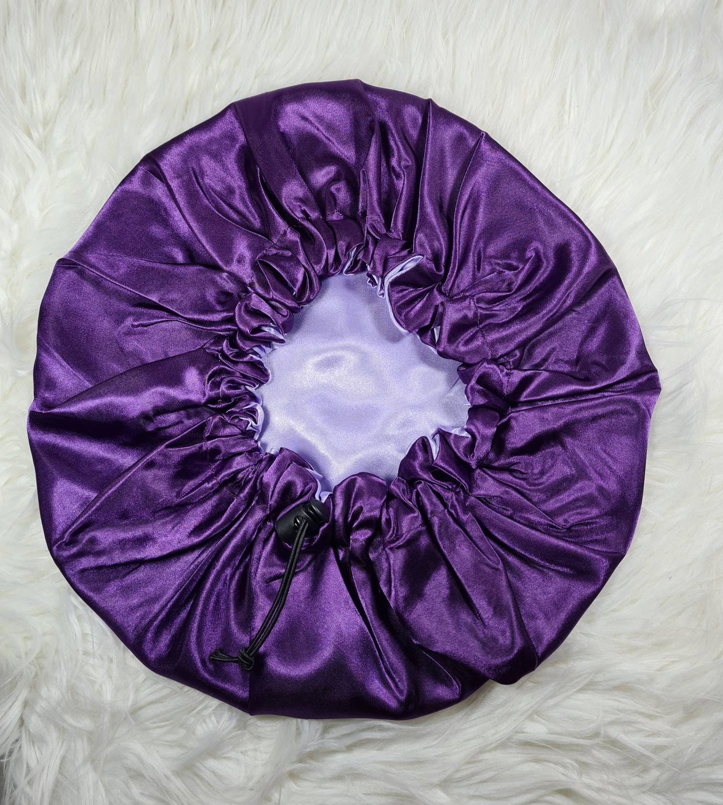 Purple Adjustable Drawstring Reversible Satin hair bonnet|Satin Elasticated, Sleep Hat Bonnet, Night Cap, Protecting Hairstyle.