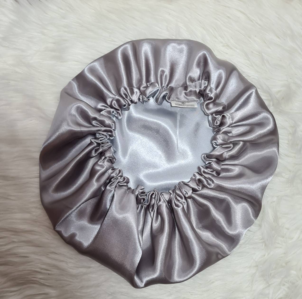 Grey-Pewter Reversible Satin hair bonnet  Satin Elasticated, Sleep Hat Bonnet, Headscarf. Night Sleep, Protecting Hairstyle,