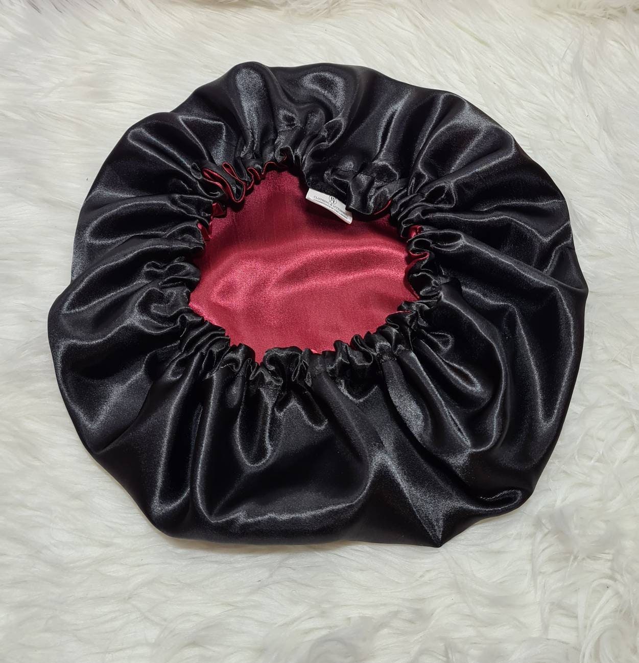 Black Reversible Satin hair bonnet|Satin Elasticated, Sleep Hat Bonnet, Headscarf. Night Sleep, Protecting Hairstyle, Bonnet.