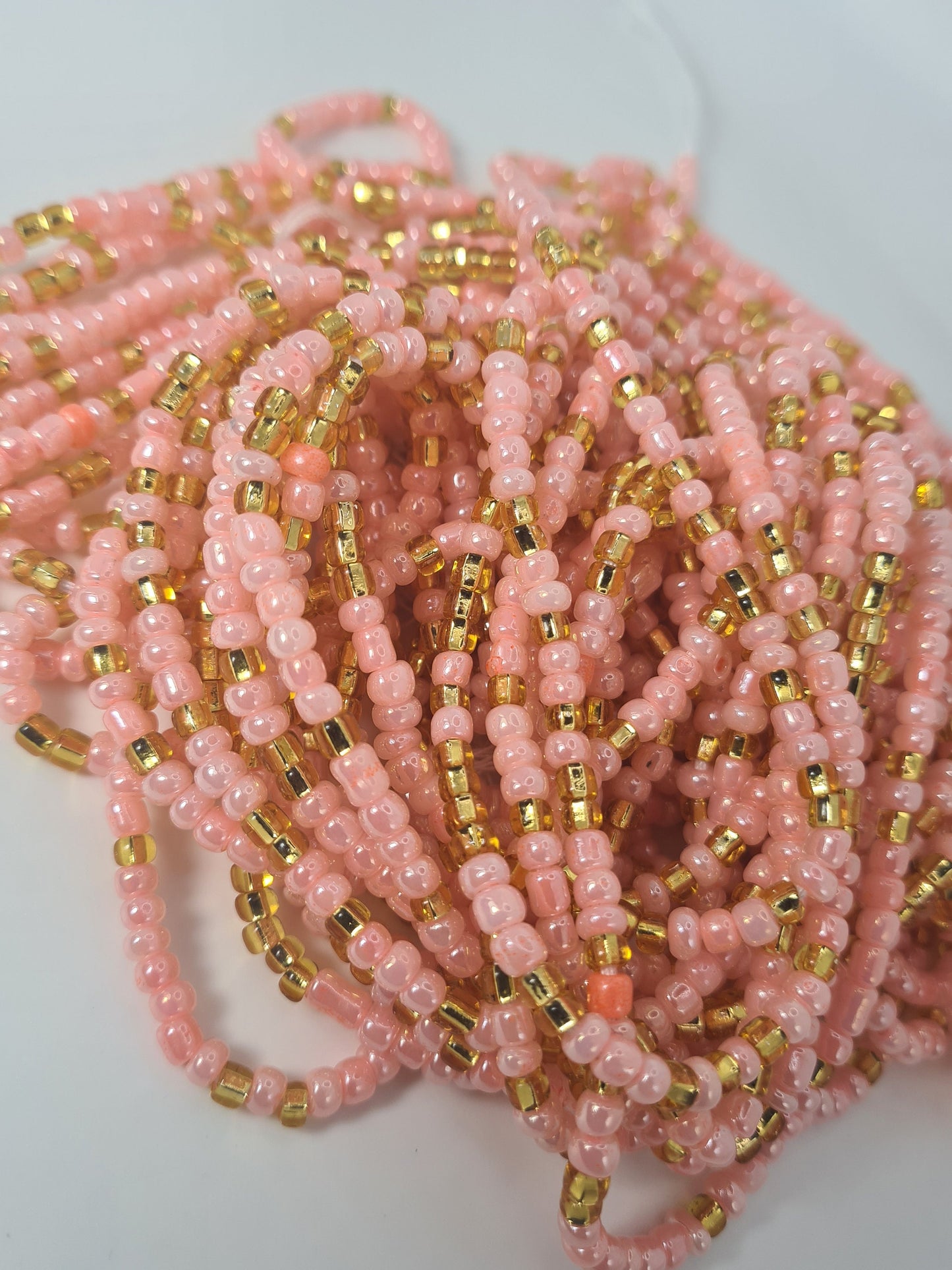 Peach and Gold Waist Beads|On Sale Belly Chain Weight control African beads|belly beads| Ghana beads| Weight Tracker| Nigerian waist beads