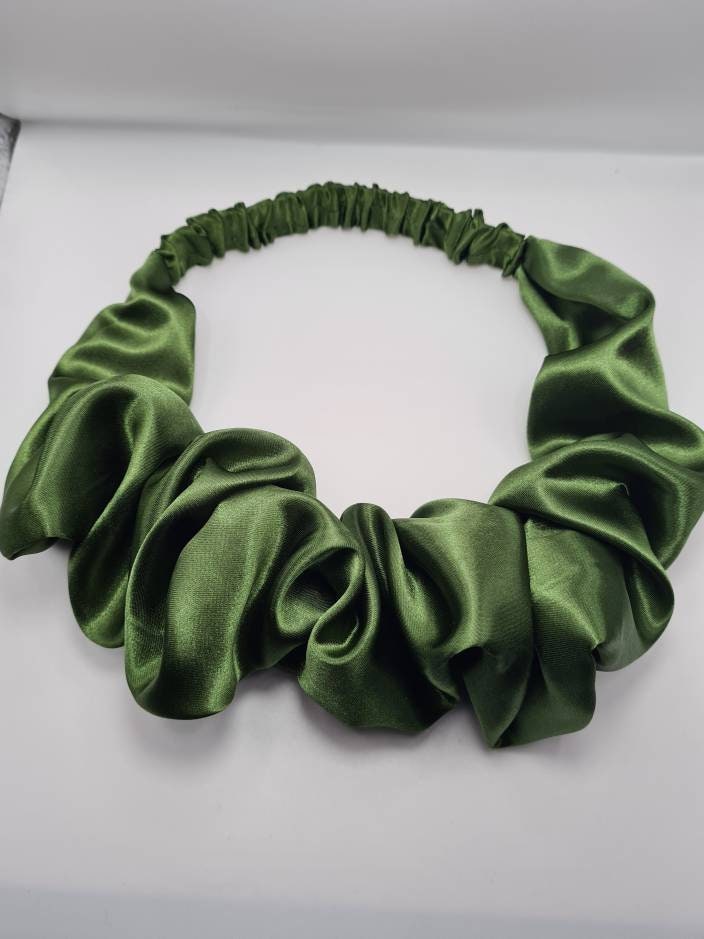 Silky Olive Satin Style Ruffle headband, women hair accessories, Twisted knot headband, hairband, Turban, Gift for sister.
